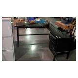 Corner style office work station desk black Glass