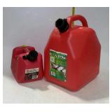 New poly gas cans one 5 gallon, one 1 gallon cans