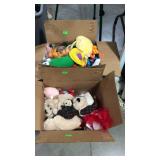 Two box lots of misc stuffed animals