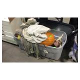 Halloween decor lot in big storage tote with lid,