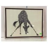 Framed wall decor, of giraffe 26 x 21"