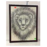 Framed wall decor picture of Lion 21 x 27"