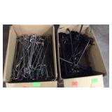 Two box with peg board hooks, one group long