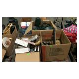 skid lot with Christmas lights, gift boxes,