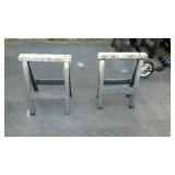 Two metal frame saw horses