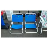 Set of blue folding beach chairs