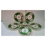 Set of 6 painted plates, 9" dia by Gillman