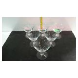 Six clear glass sherbet type glasses