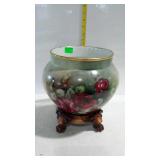 French made ceramic and floral painted planter