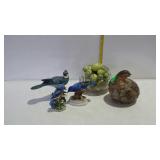 Bird Figure Home Decor, 3 blue bird figures,