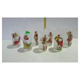 Collection of 7 Glasses, frosted with Foreign