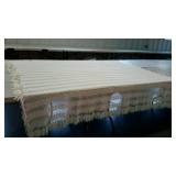 Early needle work lace made bed coverlet