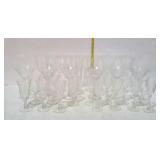 Collection of etched glass stem glasses, 14
