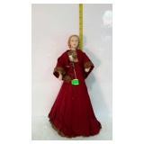 Lady wax candle made doll decor, with red velvet
