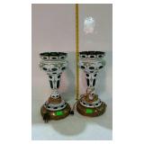 Pair of home decor Bohemian Glass Lamps, green