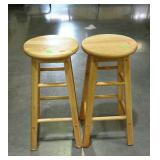 Two maple home counter stools, 12" dia seats x