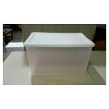 Tote with white lid. 66 quart.