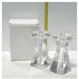 Set of Lenox Ovations glass candle sticks with