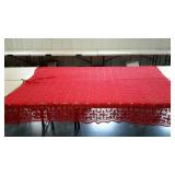Red crochet bed coverlet, 86 x 74" nice condition