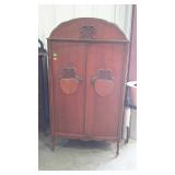 Depression era clothes wardrobe, double doors with