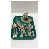Tray lot of silver plate kitchenware