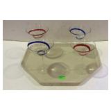 Four martini glasses