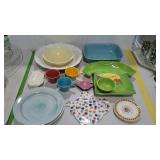 Ceramic pottery group, includes signed plates,