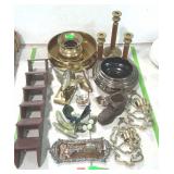 Home decor metals and more, brass candleholders,