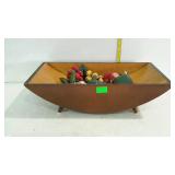 Decor wooden footed vase with fabric stuffed
