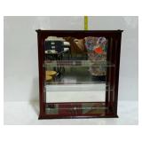Wall curio shelf, mirrored back and bottom, three