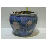 Asian style ceramic planter bowl. Floral design