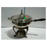Silver plated chaffing dish on table stand with
