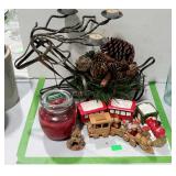 Christmas decor lot, reindeer candle holder