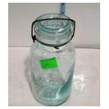 Lighting trade mark blue glass quart canning jar