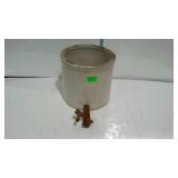 Crock white pottery dispenser crock with wooden