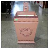 Country craft painted wastebasket can, wooden