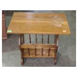 Magazine Stand table, modern oak with the lamp