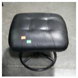 Ottoman, black leather like office style ottoman,