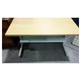 Office work station table, wood like top on metal