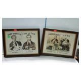 Two framed wall decor prints, misery, happiness,