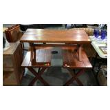 Nice 3 pc table set here, solid woods with the