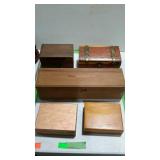 Wooden Box Group, 5 boxes recipes, jewelry, and