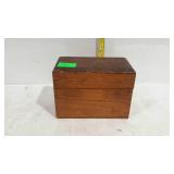 Wooden small index card file box. 5.5"× 3.5"× 4"