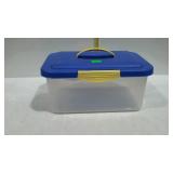 Sterilite carry tote with handled lid.