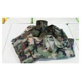 Military camo uniform pieces. Pants, shirt and