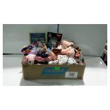 Box of assorted stuffed toys. Mostly Beanie