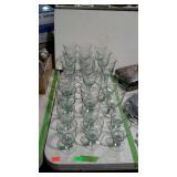 Group lot of green glassware. Assorted sizes.