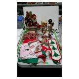 Seasonal group lot. Yard flag, beads, figurines,