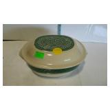 Longaberger pottery covered casserole dish.