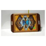Butterfly Serving Tray, wooden handled framed